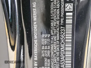 2021 BMW 4 Series 430i z VIN WBA53AP0XMCH56237, wystawiony jako Copart lot #51148215 z przebiegiem 39 686 mil mil oraz Szkoda całkowita • Salvage title. Historia ofert i sprzedaży dostępna na DreamBid. Obrazek 12.