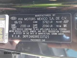 2019 Kia Forte LXS with VIN 3KPF24ADXKE137521, listed as a IAAI auction lot 41820693 with 54,987 mi miles and . Bid and sale history available at carsss.com. Image 9.