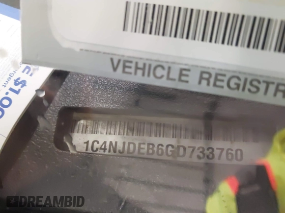 2016 Jeep Compass High Altitude Edition with VIN 1C4NJDEB6GD733760, listed as a IAAI auction lot 41667712 with 119,789 mi miles. Bid and sale history available at carsss.com. Image 9.