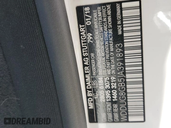 2018 Mercedes-Benz S 560 with VIN WDDUG8GB5JA391893, listed as a Copart auction lot 49746935 with 34,201 mi miles and Salvage Title. Bid and sale history available at carsss.com. Image 12.