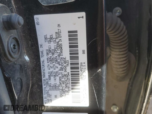 2012 Toyota Tundra 4WD Truck with VIN 5TFDY5F13CX257544, listed as a Copart auction lot 87194704 with 0 mi miles and Salvage Title. Bid and sale history available at carsss.com. Image 12.
