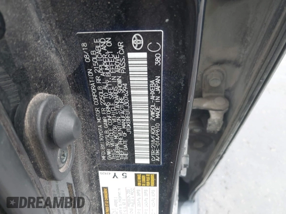 2018 Toyota Prius Two with VIN JTDKBRFU1J3076294, listed as a IAAI auction lot 41551218 with 70,644 mi miles. Bid and sale history available at carsss.com. Image 9.