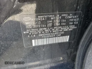 2013 Hyundai Elantra Limited with VIN KMHDH4AE6DU891000, listed as a Copart auction lot 48955665 with 129,030 mi miles and Salvage Title. Bid and sale history available at carsss.com. Image 12.