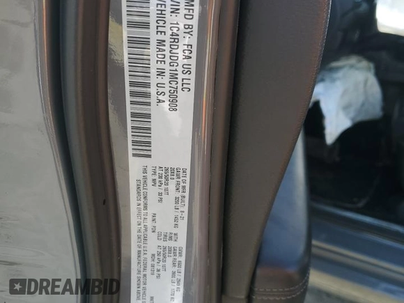 2021 Dodge Durango GT Plus with VIN 1C4RDJDG1MC750908, listed as a Copart auction lot 48904615 with 0 mi miles and Salvage Title. Bid and sale history available at carsss.com. Image 13.