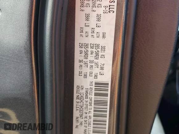 2017 Dodge Durango R/T with VIN 1C4SDHCT3HC637847, listed as a Copart auction lot 69064244 with 115,205 mi miles and Salvage title. Bid and sale history available at DreamBid. Image 13.