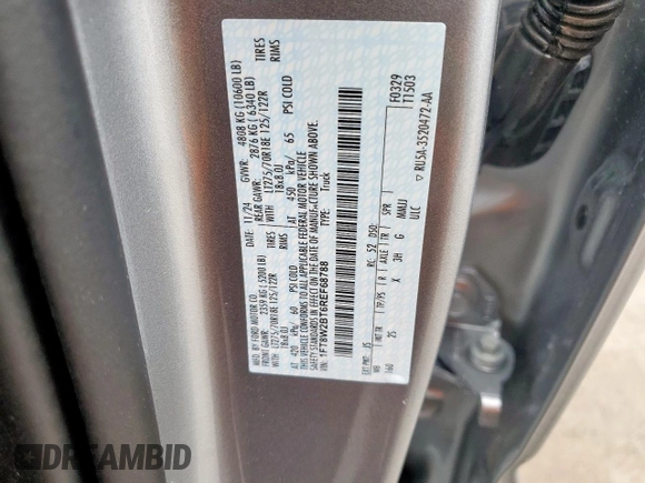2024 Ford F-250 XL with VIN 1FT8W2BT6REF68788, listed as a Copart auction lot 60738115 with 7,842 mi miles and Salvage title. Bid and sale history available at DreamBid. Image 12.