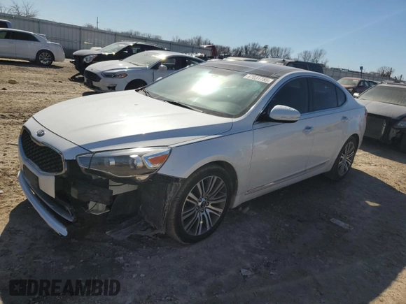 2014 Kia Cadenza Premium with VIN KNALN4D7XE5152520, listed as a Copart auction lot 47031785 with 142,386 mi miles and Salvage Title. Bid and sale history available at carsss.com. Image 1.