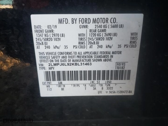 2019 Lincoln Nautilus Reserve with VIN 2LMPJ6L92KBL31463, listed as a Copart auction lot 42916235 with 72,521 mi miles and Salvage Title. Bid and sale history available at carsss.com. Image 13.