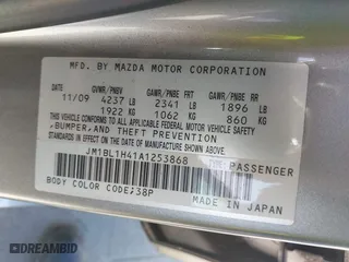 2010 Mazda Mazda3 Mazdaspeed3 Sport with VIN JM1BL1H41A1253868, listed as a IAAI auction lot 41993182 with 124,120 mi miles. Bid and sale history available at carsss.com. Image 9.