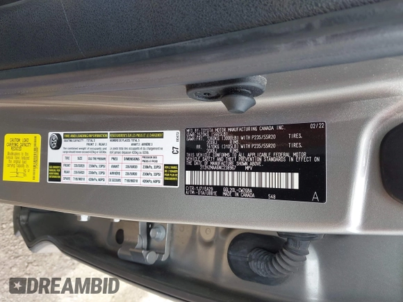 2022 Lexus RX 350 with VIN 2T2HZMAA6NC238967, listed as a IAAI auction lot 42053898 with 62,737 mi miles and . Bid and sale history available at DreamBid. Image 9.