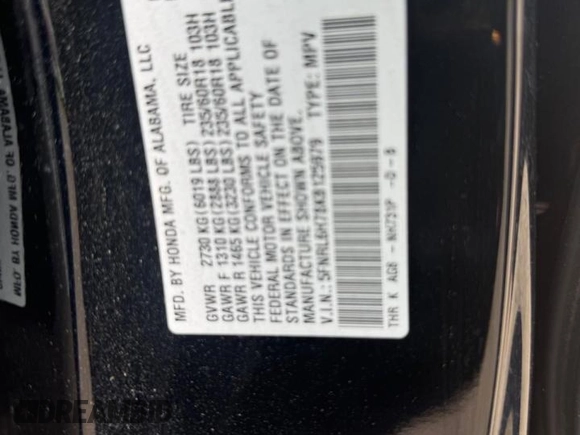 2019 Honda Odyssey EX-L z VIN 5FNRL6H78KB125979, wystawiony jako Copart lot #59495705 z przebiegiem 199 380 mil mil oraz Czysty tytuł • Clean title. Historia ofert i sprzedaży dostępna na DreamBid. Obrazek 10.