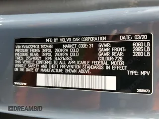 2020 Volvo XC90 Momentum with VIN YV4A22PK2L1612486, listed as a Copart auction lot 49183495 with 54,861 mi miles and Salvage Title. Bid and sale history available at carsss.com. Image 14.