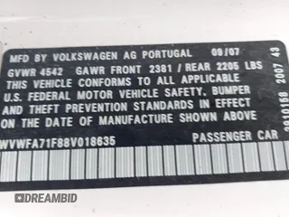 2008 Volkswagen Eos Lux z VIN WVWFA71F88V018635, wystawiony jako IAAI lot #42220306 z przebiegiem 155 448 mil mil oraz . Historia ofert i sprzedaży dostępna na DreamBid. Obrazek 9.