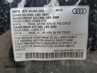 2024 Audi Q5 S line Premium Plus with VIN WA1E2AFY3R2129672, listed as a Copart auction lot 47786635 with Not provided miles and Salvage title. Bid and sale history available at DreamBid. Image 12.