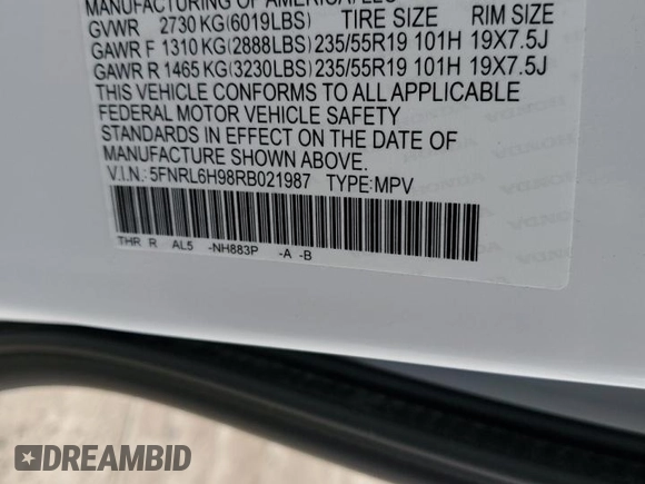 2024 Honda Odyssey Elite with VIN 5FNRL6H98RB021987, listed as a Copart auction lot 47383245 with 17,806 mi miles and Salvage Title. Bid and sale history available at carsss.com. Image 14.