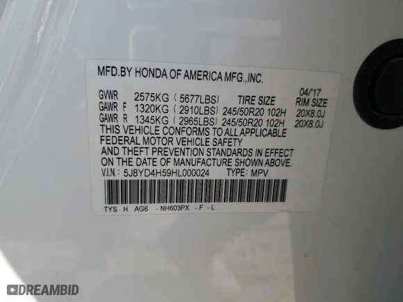 2017 Acura MDX w/Technology Pkg with VIN 5J8YD4H59HL000024, listed as a Copart auction lot 46974635 with 120,274 mi miles and Salvage Title. Bid and sale history available at carsss.com. Image 13.