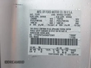 2003 Ford F-150 XL with VIN 1FTRF07243KB73381, listed as a IAAI auction lot 41422116 with Not provided miles and . Bid and sale history available at DreamBid. Image 9.