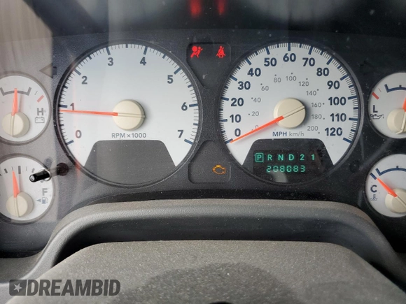 2007 Dodge 1500 Laramie with VIN 1D7HU18287S133970, listed as a Copart auction lot 57089605 with 208,083 mi miles and Salvage title. Bid and sale history available at DreamBid. Image 9.