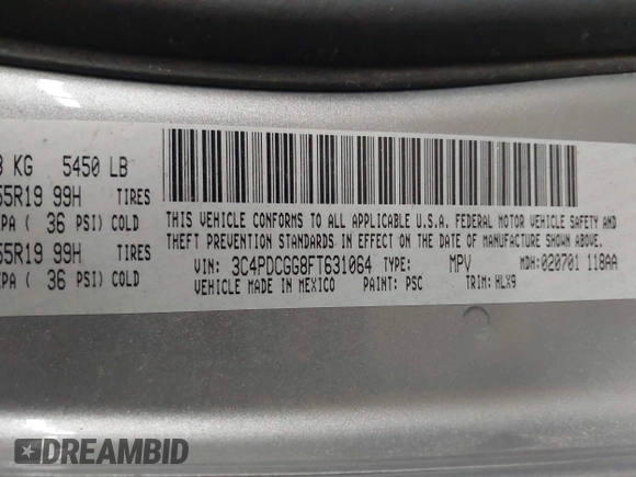 2015 Dodge Journey Crossroad with VIN 3C4PDCGG8FT631064, listed as a IAAI auction lot 41235846 with 127,718 mi miles and . Bid and sale history available at DreamBid. Image 9.