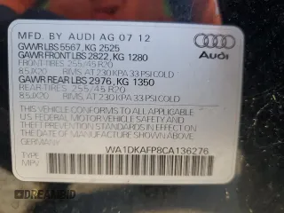 2012 Audi Q5 3.2L Premium Plus with VIN WA1DKAFP8CA136276, listed as a Copart auction lot 52168905 with 142,393 mi miles and Salvage Title. Bid and sale history available at carsss.com. Image 13.