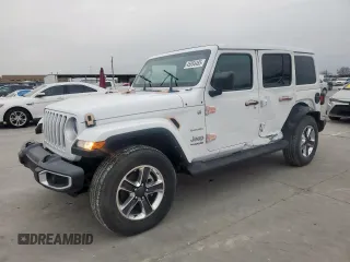2022 Jeep Wrangler Unlimited Sahara with VIN 1C4HJXEG0NW240264, listed as a Copart auction lot 45954485 with 16,757 mi miles and Salvage Title. Bid and sale history available at DreamBid. Image 1.