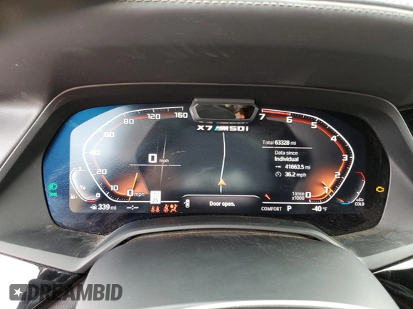 2020 BMW X7 M50i z VIN 5UXCX6C04L9B99921, wystawiony jako Copart lot #56665755 z przebiegiem 63 328 mil mil oraz Szkoda całkowita • Salvage title. Historia ofert i sprzedaży dostępna na DreamBid. Obrazek 9.
