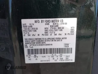 2014 Ford F-150 XL с VIN 1FTEX1CM4EKG06516, выставлен на аукционе IAAI как лот 41877641 с пробегом 202 729 миль миль и . История ставок и продаж доступна на DreamBid. Изображение 9.