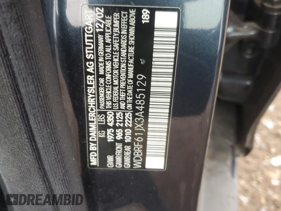 2003 Mercedes-Benz C 240 with VIN WDBRF61JX3A485129, listed as a Copart auction lot 85541754 with Not provided miles and Salvage title. Bid and sale history available at DreamBid. Image 14.