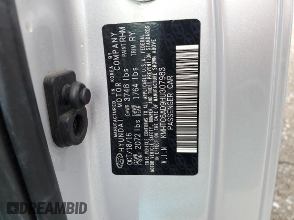 2017 Hyundai Veloster Value Edition with VIN KMHTC6AD9HU307983, listed as a Copart auction lot 49833545 with 120,537 mi miles and Salvage Title. Bid and sale history available at carsss.com. Image 13.