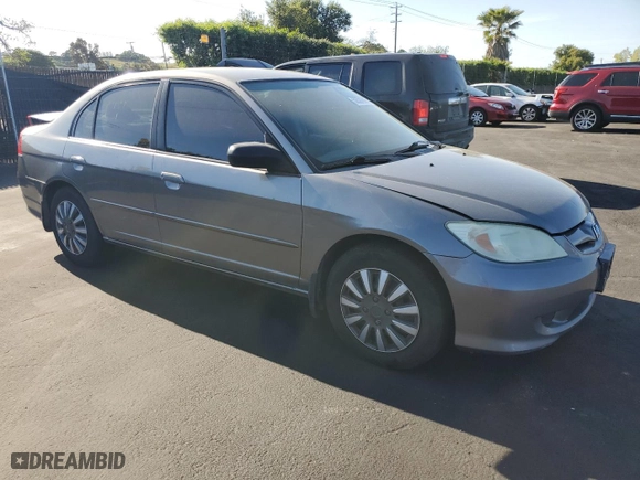 2005 Honda Civic Sdn LX with VIN 2HGES16525H628123, listed as a Copart auction lot 52531605 with 175,539 mi miles and Salvage Title. Bid and sale history available at carsss.com. Image 4.