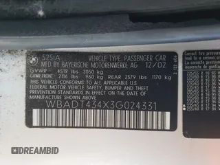 2003 BMW 5 Series 525iA with VIN WBADT434X3G024331, listed as a Copart auction lot 77311334 with 246,822 mi miles and Salvage Title. Bid and sale history available at carsss.com. Image 14.