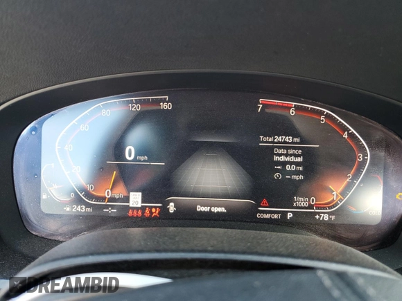 2020 BMW 5 Series 530i with VIN WBAJR3C00LWW76874, listed as a Copart auction lot 50903615 with 24,743 mi miles and Non Repairable. Bid and sale history available at DreamBid. Image 9.