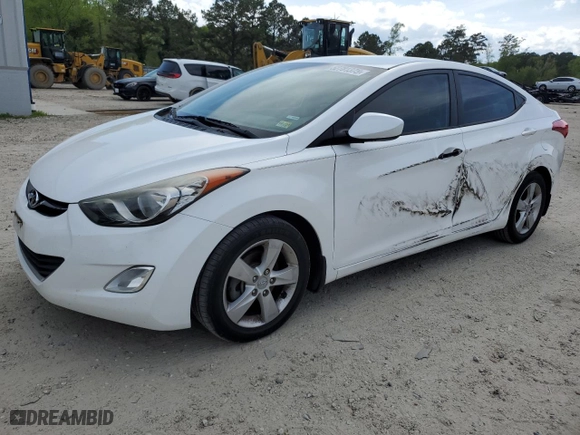 2013 Hyundai Elantra GLS with VIN 5NPDH4AE0DH262332, listed as a Copart auction lot 52781375 with 123,826 mi miles and Salvage Title. Bid and sale history available at carsss.com. Image 1.