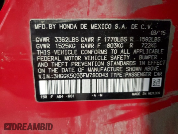 2015 Honda Fit LX with VIN 3HGGK5G55FM780043, listed as a Copart auction lot 69003154 with 141,424 mi miles and Salvage Title. Bid and sale history available at carsss.com. Image 12.