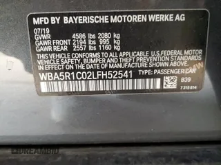 2020 BMW 3 Series 330i with VIN WBA5R1C02LFH52541, listed as a Copart auction lot 81815253 with 51,346 mi miles and Salvage Title. Bid and sale history available at carsss.com. Image 12.