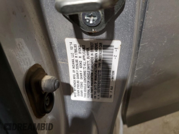 2015 Honda Civic EX with VIN 19XFB2F82FE010770, listed as a Copart auction lot 43957405 with 185,372 mi miles and Salvage Title. Bid and sale history available at carsss.com. Image 14.