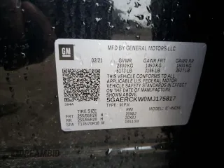 2021 Buick Enclave Premium with VIN 5GAERCKW0MJ175817, listed as a Copart auction lot 78910304 with 44,127 mi miles and Salvage Title. Bid and sale history available at carsss.com. Image 13.