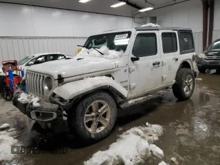 2020 Jeep Wrangler Unlimited Sahara with VIN 1C4HJXEN9LW165186, listed as a Copart auction lot 44359075 with 76,768 mi miles and Salvage Title. Bid and sale history available at carsss.com. Image 1.