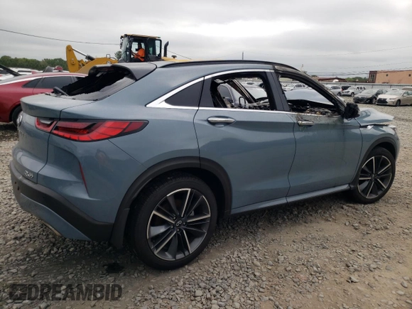 2024 Infiniti QX55 Luxe with VIN 3PCAJ5JR5RF110326, listed as a Copart auction lot 45185605 with Not Provided miles and Salvage Title. Bid and sale history available at DreamBid. Image 3.