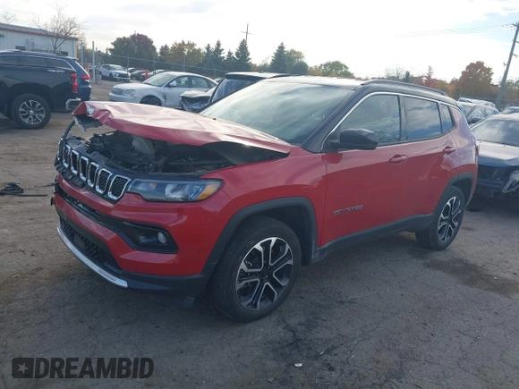 2023 Jeep Compass (RED) Edition with VIN 3C4NJDCN9PT551512, listed as a IAAI auction lot 40638010 with 28,096 mi miles and . Bid and sale history available at carsss.com. Image 17.