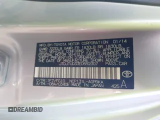 2014 Toyota Yaris L with VIN JTDJTUD33ED592307, listed as a IAAI auction lot 41418409 with 91,209 mi miles and . Bid and sale history available at DreamBid. Image 9.