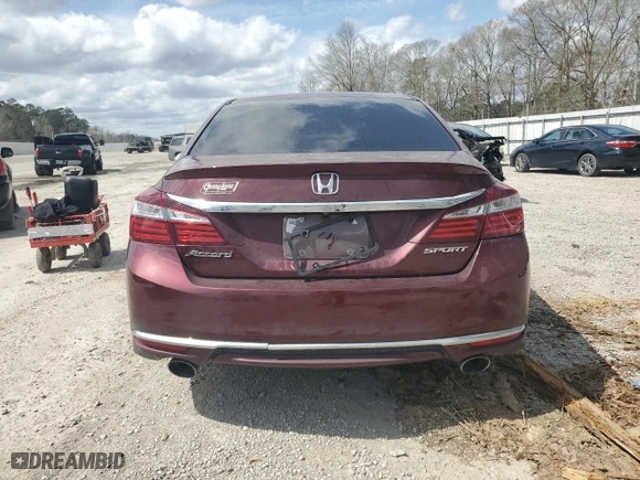 2017 Honda Accord Sedan Sport with VIN 1HGCR2F53HA192944, listed as a Copart auction lot 48325505 with 0 mi miles and Salvage Title. Bid and sale history available at carsss.com. Image 6.