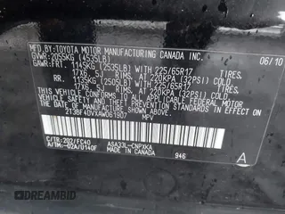 2010 Toyota RAV4 с VIN 2T3BF4DVXAW061907, выставлен на аукционе IAAI как лот 42244883 с пробегом 186 627 миль миль и . История ставок и продаж доступна на DreamBid. Изображение 9.