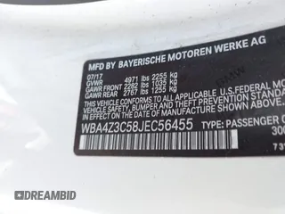 2018 BMW 4 Series 430i xDrive with VIN WBA4Z3C58JEC56455, listed as a IAAI auction lot 42198338 with 75,737 mi miles and . Bid and sale history available at DreamBid. Image 9.
