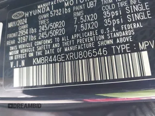 2024 Hyundai Palisade SEL с VIN KM8R44GEXRU806546, выставлен на аукционе IAAI как лот 42140795 с пробегом 11 729 миль миль и . История ставок и продаж доступна на DreamBid. Изображение 9.