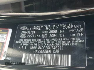 2024 Hyundai Elantra SEL with VIN KMHLM4DG2RU746211, listed as a Copart auction lot 54184085 with 4,783 mi miles and Salvage Title. Bid and sale history available at DreamBid. Image 12.