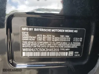 2019 BMW X1 sDrive28i with VIN WBXHU7C50K3H45359, listed as a Copart auction lot 51679305 with 45,145 mi miles and Non Repairable. Bid and sale history available at carsss.com. Image 16.