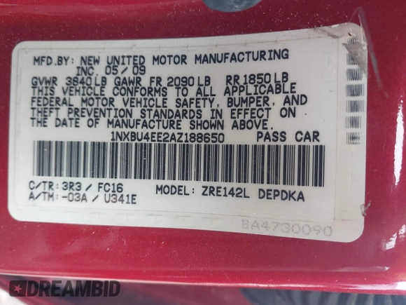 2010 Toyota Corolla с VIN 1NXBU4EE2AZ188650, выставлен на аукционе IAAI как лот 42485030 с пробегом 160 282 миль миль и . История ставок и продаж доступна на DreamBid. Изображение 9.