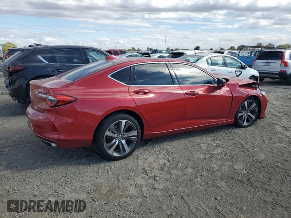 2021 Acura TLX w/Advance Package with VIN 19UUB5F61MA009716, listed as a Copart auction lot 76592364 with 0 mi miles and Salvage Title. Bid and sale history available at carsss.com. Image 3.