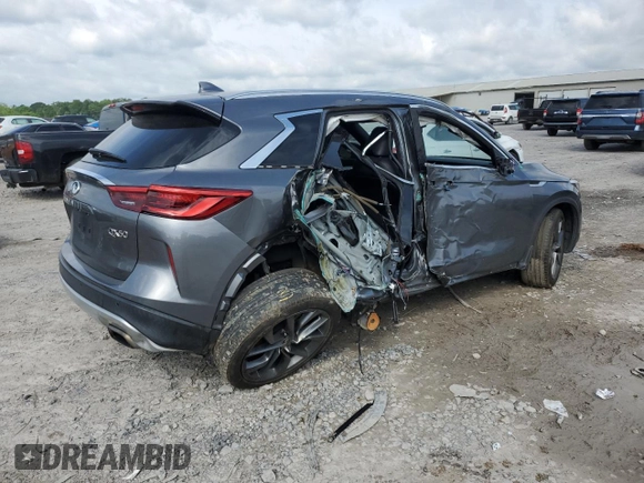 2019 Infiniti QX50 Essential with VIN 3PCAJ5M38KF128199, listed as a Copart auction lot 56587525 with 58,392 mi miles and Salvage title. Bid and sale history available at DreamBid. Image 3.